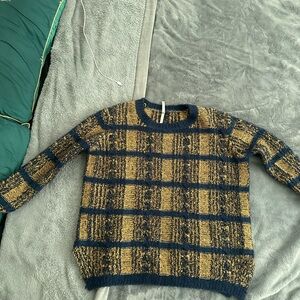 Vintage knit sweater - Navy & Gold